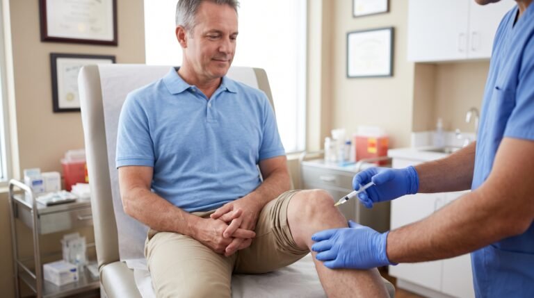 Dor no Joelho que não passa? Conheça a Infiltração Articular Patient Receiving Knee Injection… 2K 202608291307 768x429